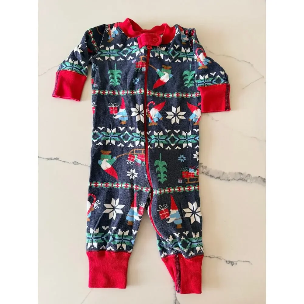Hanna Andersson Baby Zip Sleeper Organic Cotton Gnome Fairisle 50 0-6 months